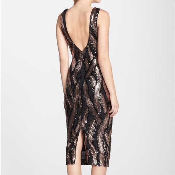 Dress the population sequin midi dress rose black - Picture 2 of 8